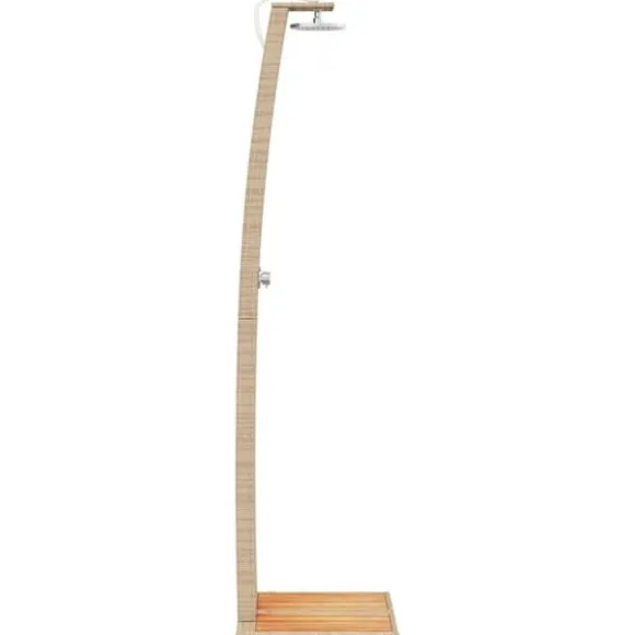Havebruser i polyrattan med akacietræ - Fritstående udendørs bruser | Størrelse: 55x60x224 cm | Farve: Beige