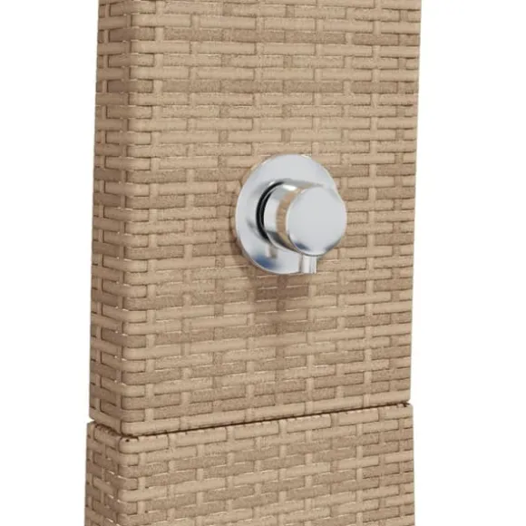 Havebruser i polyrattan med akacietræ - Fritstående udendørs bruser | Størrelse: 55x60x224 cm | Farve: Beige