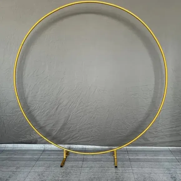 Havebryllup Bryllupsmetalstand, Cirkulært Bue Design, Dekoration til Flere Anledninger, 2m(78,7in), Guld
