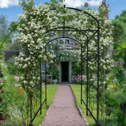 Havebue Espalier - Metal Plantestativ - 160 cm Høj - Pulverlakeret - Til Klatreplanter & Agurker - Udendørs Bue/Tunnel - Hvid