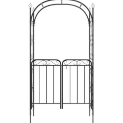 Havebue med låge 108x45x235 cm stål sort - Havebue Med Låge - Havebuer Med Låger - Home & Living