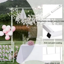 Havebue Pergola - Metalspalier - PVC-belagt ramme - Ekstra robust til udendørs brug - Til klatreplanter og bryllup - Hvid