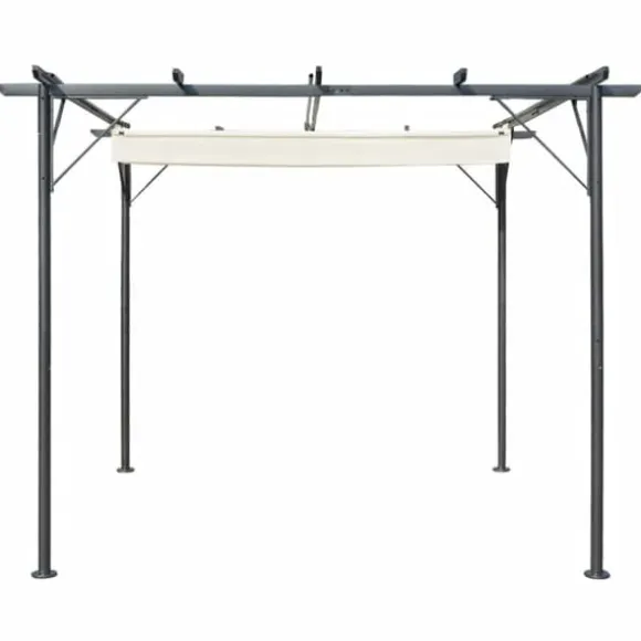 Havebuer, espalierer & pergolaer - Living pergola med tilbagetrækkeligt tag 3x3 m stål cremefarvet