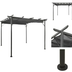 Havebuer, espalierer & pergolaer - Living pergola med sammenrulleligt tag 3x3 m 180 g/m² antracitgrå