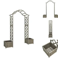 Havebuer, espalierer & pergolaer - Living havepergola med plantekasse massivt fyrretræ grå