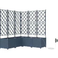 Havedåse med automatisk vanding - Plantekasse i stål | Farve: Grå | Størrelse: 120x120x142 cm
