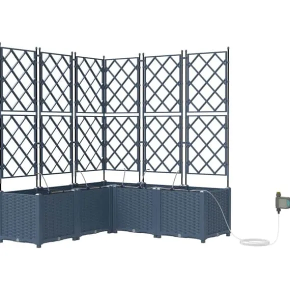 Havedåse med automatisk vanding - Plantekasse i stål | Farve: Grå | Størrelse: 120x120x142 cm