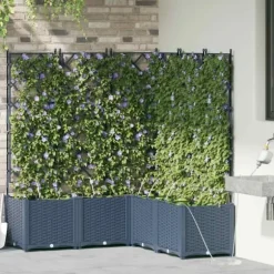 Havedåse med automatisk vanding - Plantekasse i stål | Farve: Grå | Størrelse: 120x120x142 cm