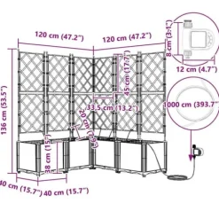 Havedåse med automatisk vanding - Plantekasse i stål | Farve: Grå | Størrelse: 120x120x142 cm