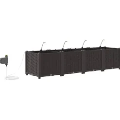 Havedåse med automatisk vanding - Moderne plantekasse i stål | Størrelse: 160x40x37,5 cm | Farve: Brun