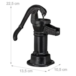 Havefigur, Dekorativ støbejernspumpe, 22.5x13.5x10.5 cm, Sort