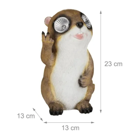 Havefigur, Marmot Solcelledrevet Havestatue, 23x13x13 cm, Beige