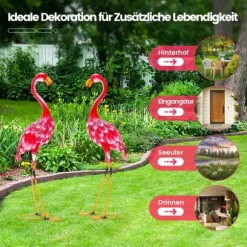 Havefigur Sæt, Flamingo Dekoration 2-delt, 20x27x89 cm