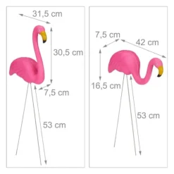 Havefigur-sæt, Flamingo, 70x31,5x7,5 cm, Pink