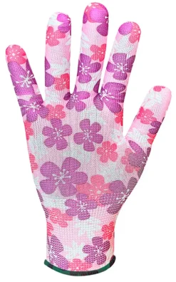 Havehandsker, polyester, blomstermønster, størrelse 20 cm