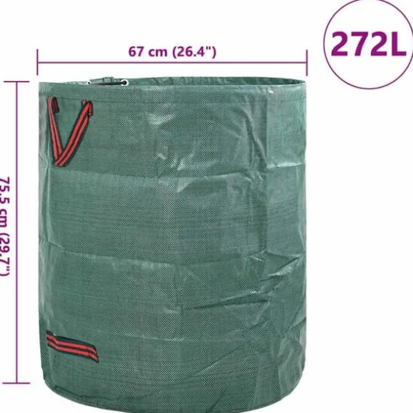 Havematerialeposer 12 stk - Praktiske haveaffaldsposer | Farve: Grøn | Størrelse: 67x67x75.5 cm