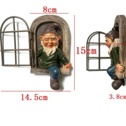 Havenissevedhæng, gnomeharpiks håndværksornament, udendørs havedekoration skulptur håndværk