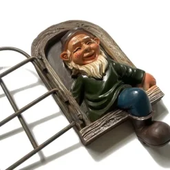 Havenissevedhæng, gnomeharpiks håndværksornament, udendørs havedekoration skulptur håndværk