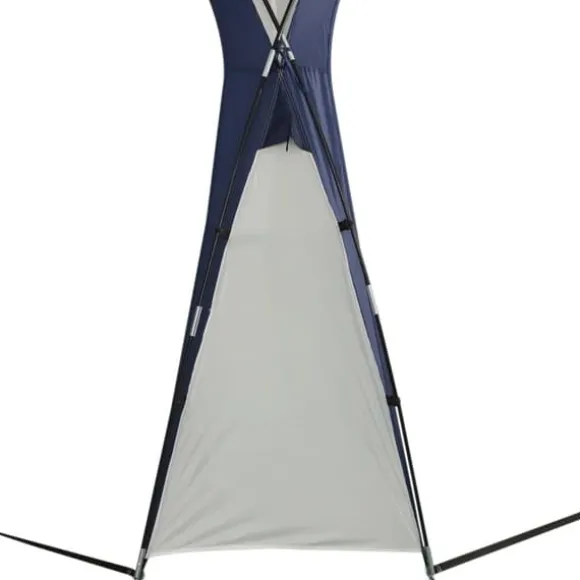 Have-/partytelt 3,5×3,5×2,3 m, solbeskyttelse, glasfiber & polyester, creme/blå