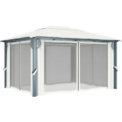 Havepavillon med gardin 400x300 cm aluminium cremefarvet - Pavillon - Pavilloner - Home & Living