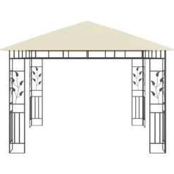 Havepavillon med myggenet - Stabil metalkonstruktion | Farve: Creme | Størrelse: 3x3x2,73 m