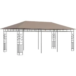 Havepavillon med myggenet - 6x3x2,73 m | Farve: Gråbrun | Vægt: 180 g/m²