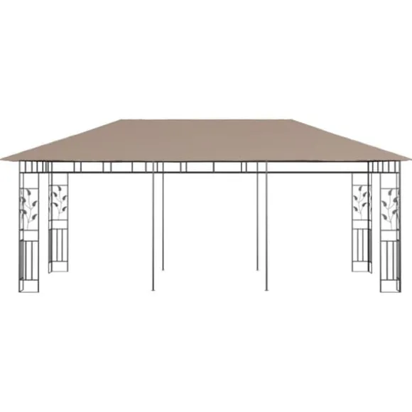 Havepavillon med myggenet - 6x3x2,73 m | Farve: Gråbrun | Vægt: 180 g/m²