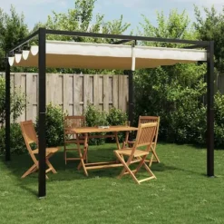 Havepavillon med optrækkeligt tag - Udendørs løsning | Størrelse: 3x3 m | Farve: Cream
