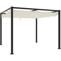 Havepavillon med optrækkeligt tag - Udendørs løsning | Størrelse: 3x3 m | Farve: Cream