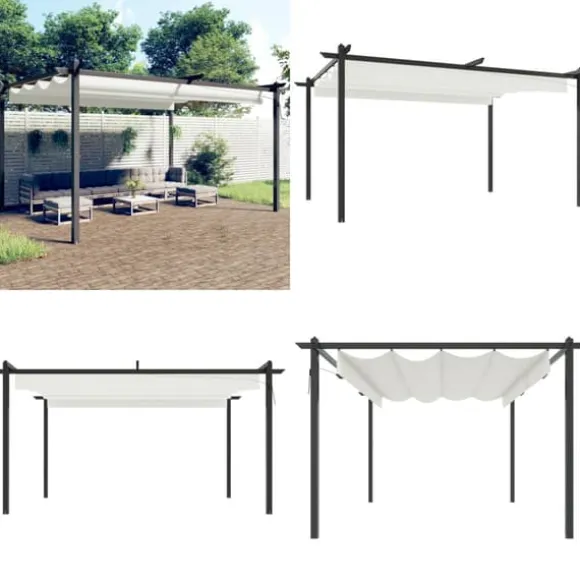 Havepavillon med sammenrulleligt tag 4x3 m cremefarvet - Havepavillon - Havepavilloner - Home & Living