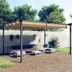Havepavillon med sammenrulleligt tag 4x3 m gråbrun - Havepavillon - Havepavilloner - Home & Living
