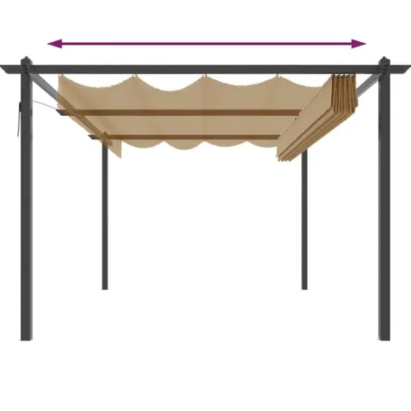 Havepavillon med sammenrulleligt tag 4x3 m gråbrun - Havepavillon - Havepavilloner - Home & Living
