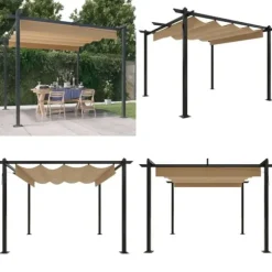 Havepavillon med sammenrulleligt tag 3x3 m gråbrun - Havepavillon - Havepavilloner - Home & Living