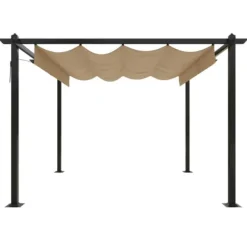 Havepavillon med sammenrulleligt tag 3x3 m gråbrun - Havepavillon - Havepavilloner - Home & Living