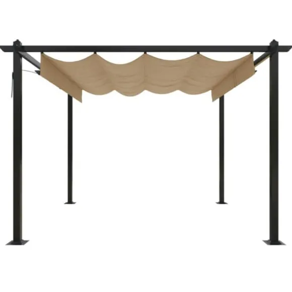 Havepavillon med sammenrulleligt tag 3x3 m gråbrun - Havepavillon - Havepavilloner - Home & Living