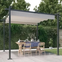 Havepavillon med sammenrulleligt tag 3x3 m | Farve: Cremefarvet