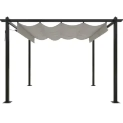 Havepavillon med sammenrulleligt tag 3x3 m | Farve: Cremefarvet