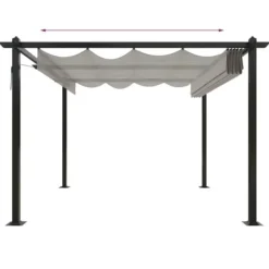 Havepavillon med sammenrulleligt tag 3x3 m | Farve: Cremefarvet