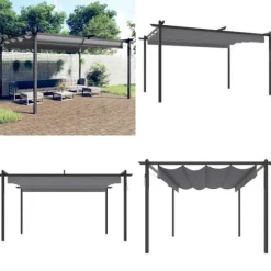 Havepavillon med sammenrulleligt tag 4x3 m antracitgrå - Havepavillon - Havepavilloner - Home & Living