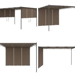 Havepavillon med sidegardin 4x3x2,25 m gråbrun - Markise - Markiser - Home & Living