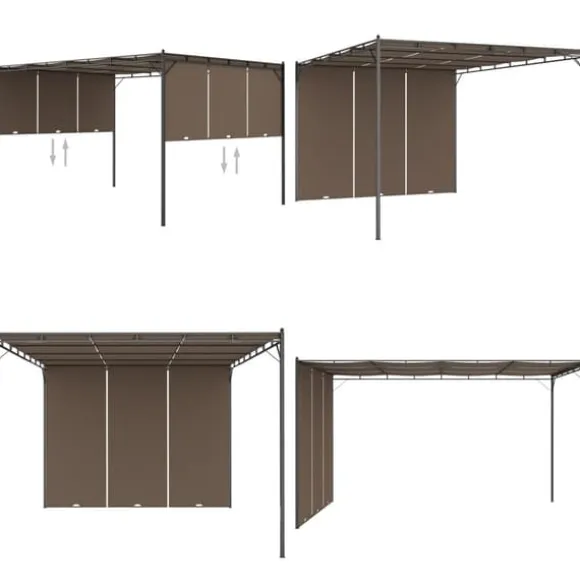 Havepavillon med sidegardin 4x3x2,25 m gråbrun - Markise - Markiser - Home & Living