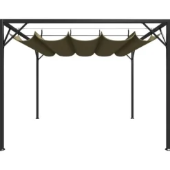 Havepavillon med tilbagetrækkeligt tag 3x3 m | Farve: Gråbrun | 180 g/m²