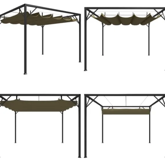 Havepavillon med tilbagetrækkeligt tag 3x3 m 180 g/m² gråbrun - Havepavillon - Havepavilloner - Home & Living