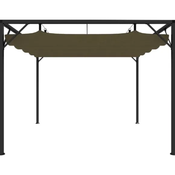 Havepavillon med tilbagetrækkeligt tag 3x3 m 180 g/m² gråbrun - Havepavillon - Havepavilloner - Home & Living