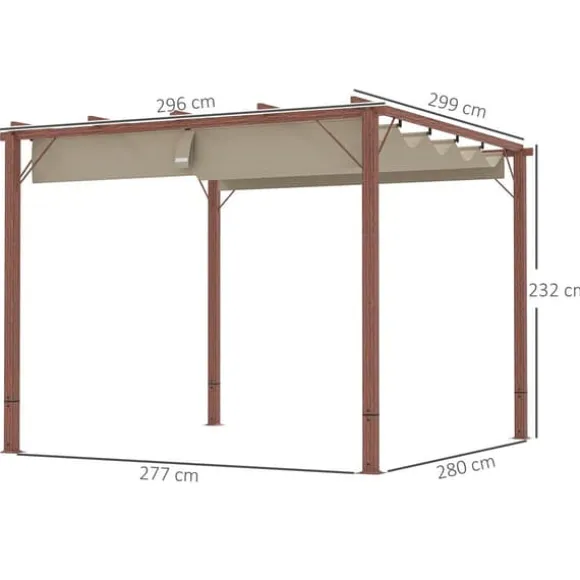 Havepavillon, 299x296x232 cm, Naturtræ
