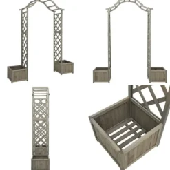 Havepergola med plantekasse massivt fyrretræ grå - Pergola - Pergolaer - Home & Living