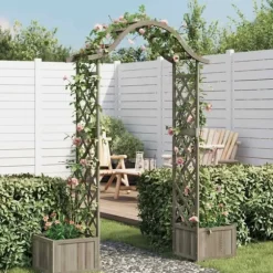 Havepergola med plantekasser - Massivt fyrretræ | Farve: Grå
