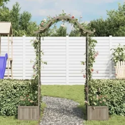 Havepergola med plantekasser - Massivt fyrretræ | Farve: Grå