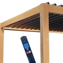 Havepergola 3x4 m ALUMINIUM 4 gardiner SIDE LED-belysning FJERNBETJENING