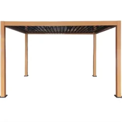 Havepergola 3x4 m ALUMINIUM 4 gardiner SIDE LED-belysning FJERNBETJENING